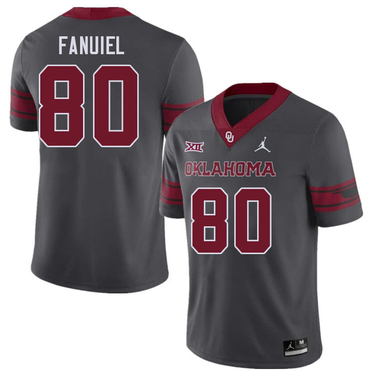 Oklahoma Sooners #80 Josh Fanuiel College Football Jerseys Stitched-Charcoal